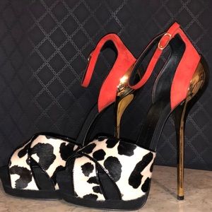 Giuseppe Zanotti Animal Print Calf Hair Suede Shoe